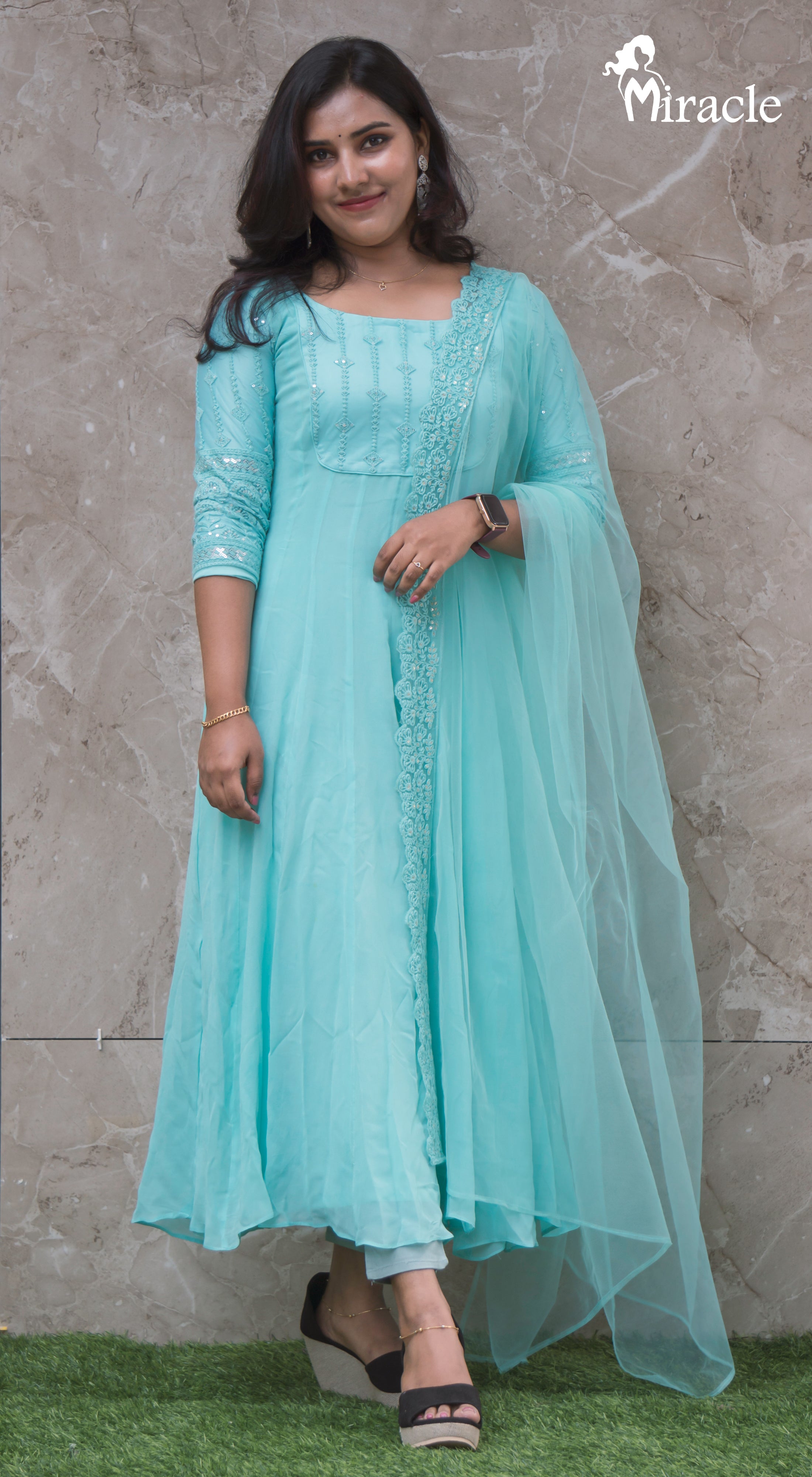 Panel Cut Pure Georgette Anarkali MAK387 | Miracle Boutique