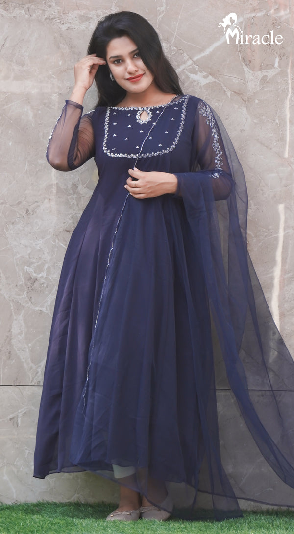 Deep Blue Party Wear Anarkali MAK388