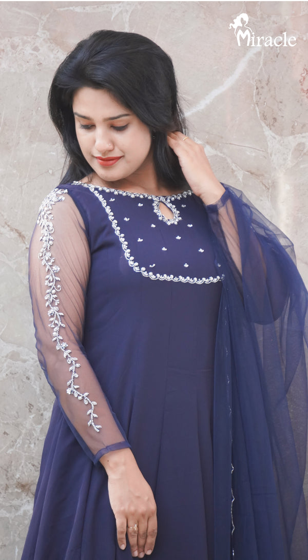 Deep Blue Party Wear Anarkali MAK388