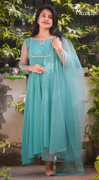 Sky Blue Party Wear Anarkali MAK390