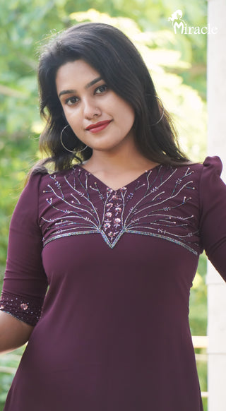 Sangria Violet Kurti MHK413