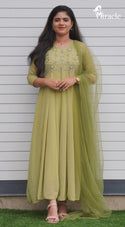 Pastel Green Panel Cut Anarkali MAK414