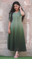 Green Double Shade Georgette Kurti MHK426