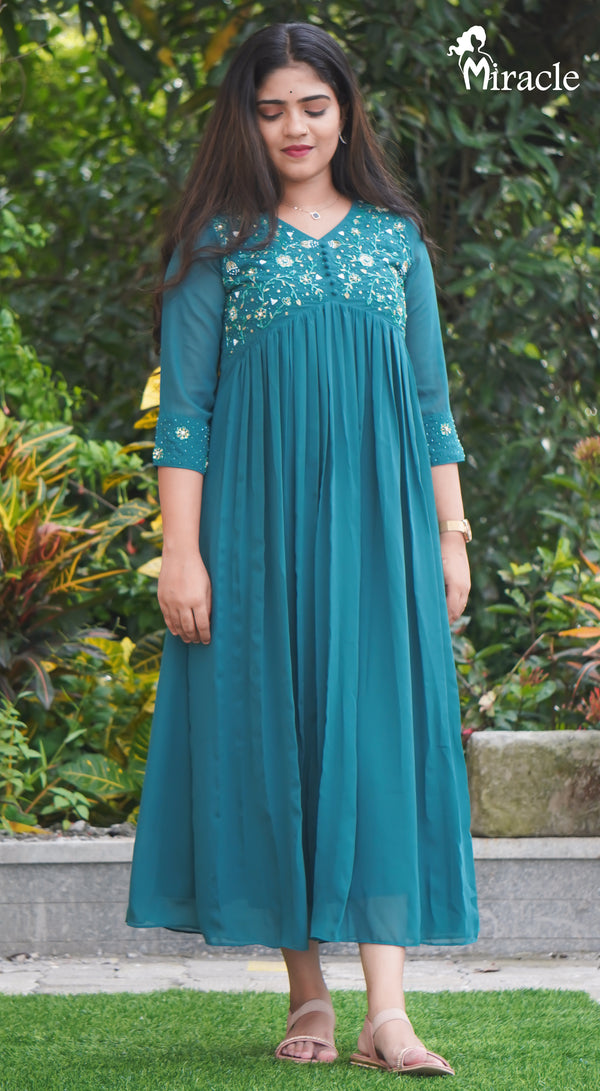 Hand Embroidery Georgette Kurthi MHK435