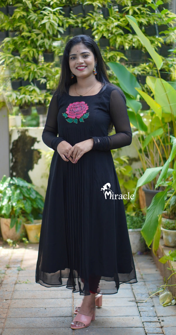 Black Georgette hand-painted kurti MHK481