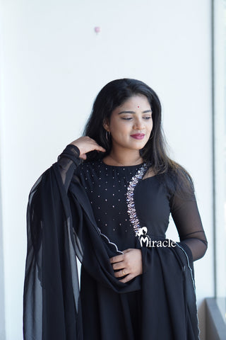 Black Pre Pleated Designer Saree With Jacket - Sarees Designer Collection