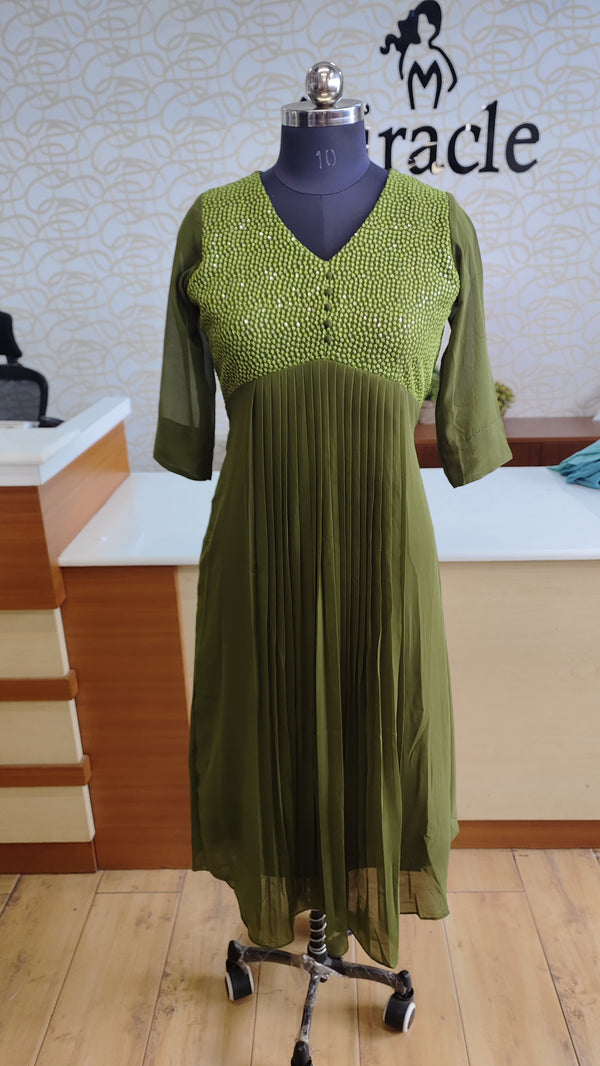 Mehandi Green Designer Kurti MDK246