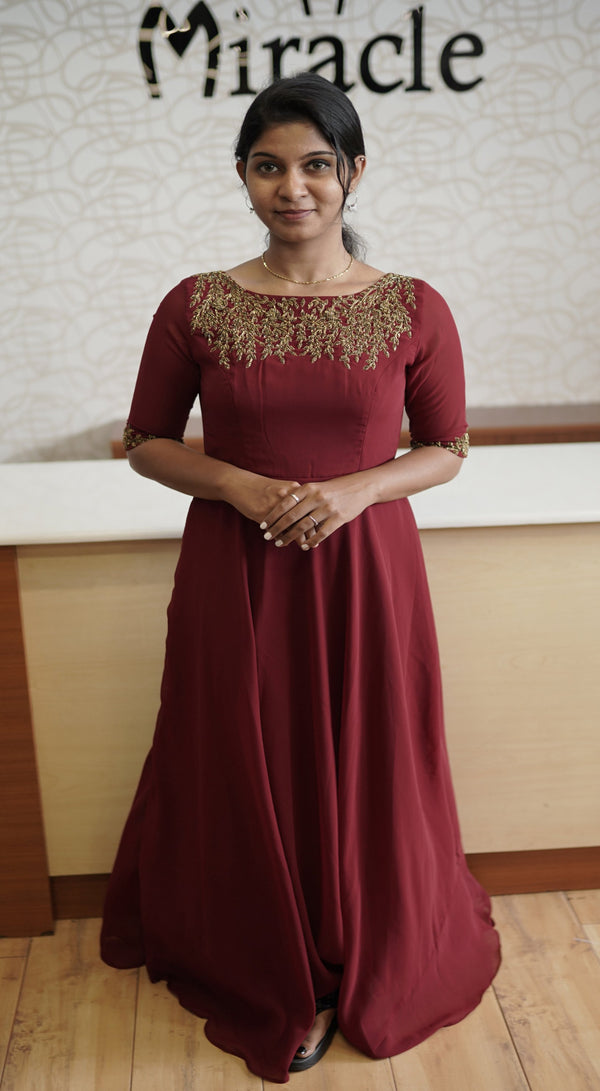 Maroon Georgette Gown MHK158