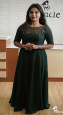 Bottle Green Georgette Gown MHK159