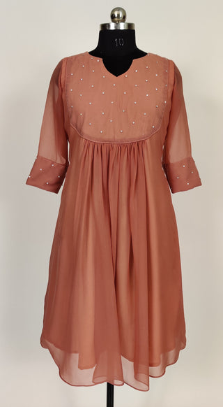 Pastel Copper Color Georgette Kurti