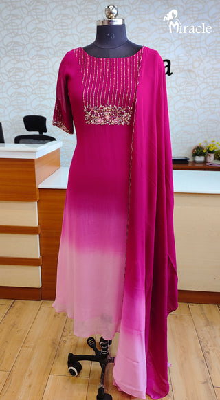 Pink Georgette Double Shade Kurthi MAK385