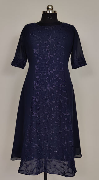 Navy Blue 3 piece A Line Kurti