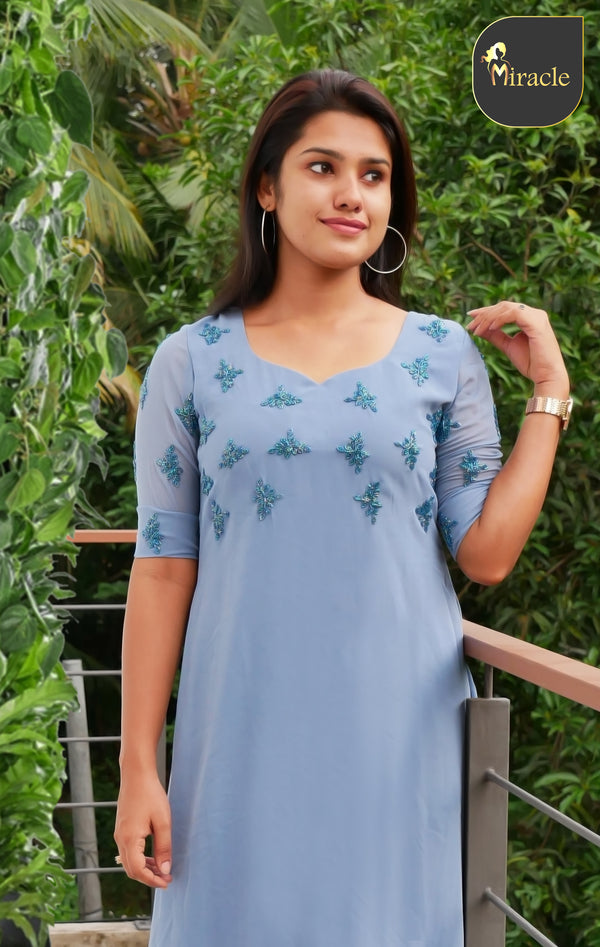 Powder blue Georgette Kurti MHK289