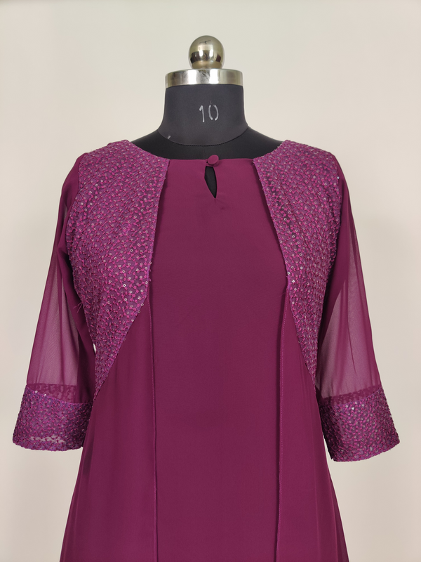 Purple Jacket Pattern Kurti