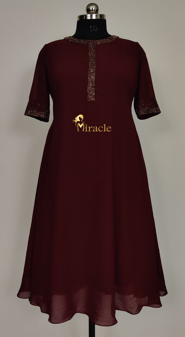 Dark Brown Georgette Kurti