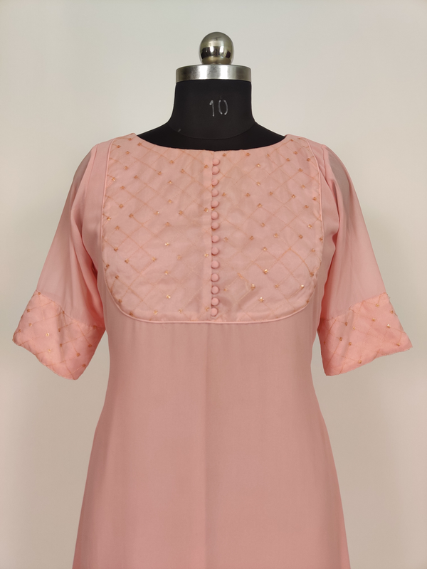 Powder Peach Georgette Kurti