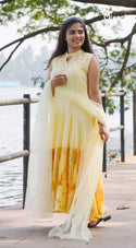 Yellow Panel Cut Anarkali MAK377