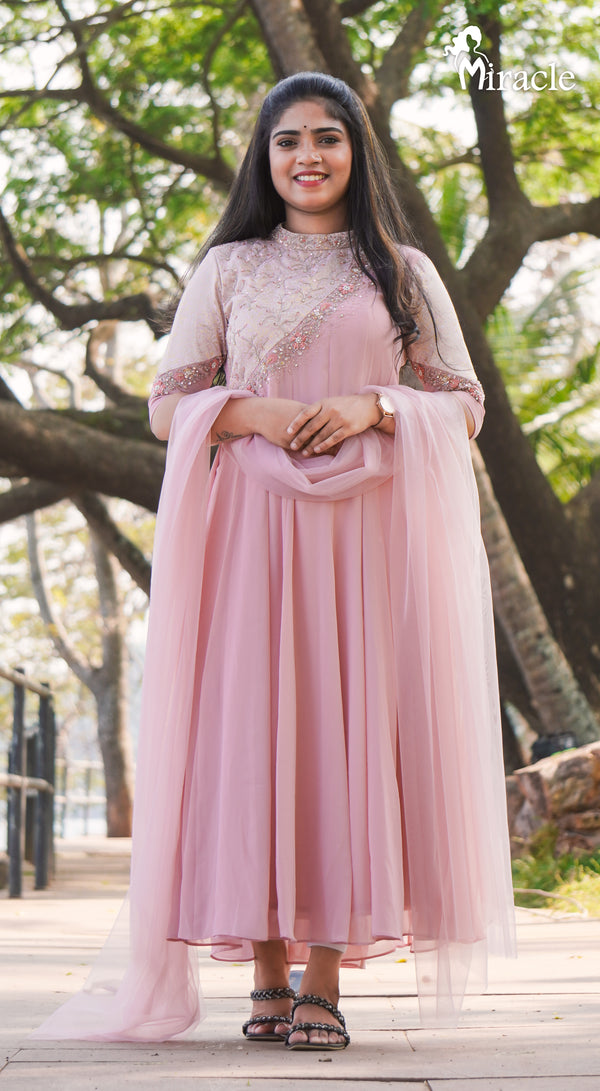 Lemonade Pink Panel Cut Anarkali MAK378