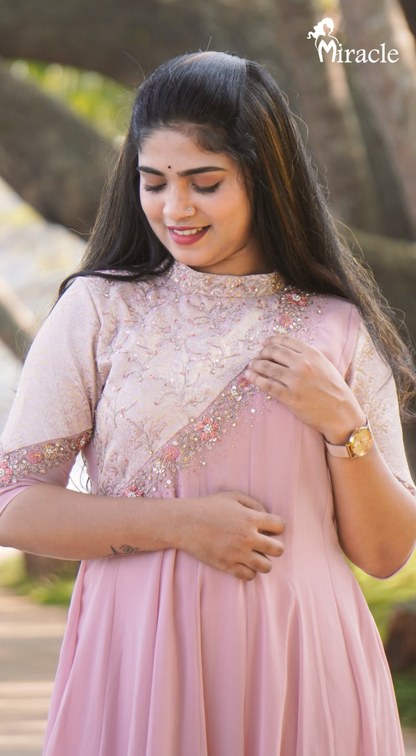 Lemonade Pink Panel Cut Anarkali MAK378