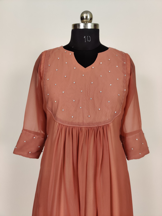 Pastel Copper Color Georgette Kurti