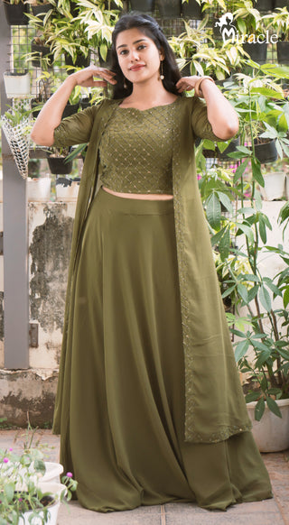 Moss Green Colour Skirt & Top MPT225