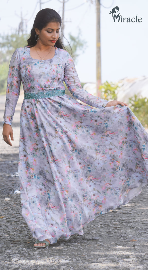 Floral printed gown MHK319