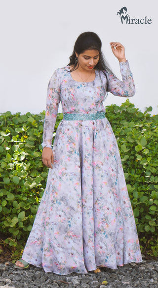 Floral printed gown MHK319