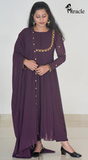 Purple Panel Cut Anarkali MHK323