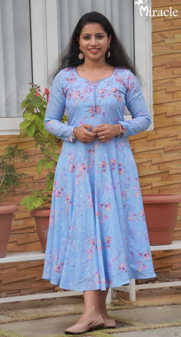 Floral Panel Cut Designer Kurti MHK326