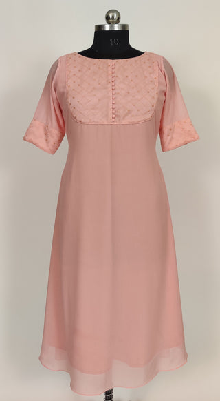 Powder Peach Georgette Kurti