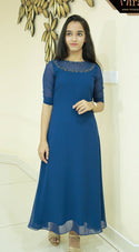 Prussian Blue Georgette Kurti MHK181