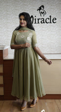 Olive green Anarkali with Duppatta MAK102