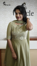 Olive green Anarkali with Duppatta MAK102