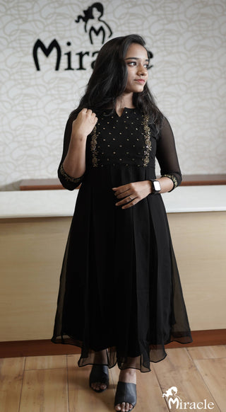 Black Georgette Kurti MHK143