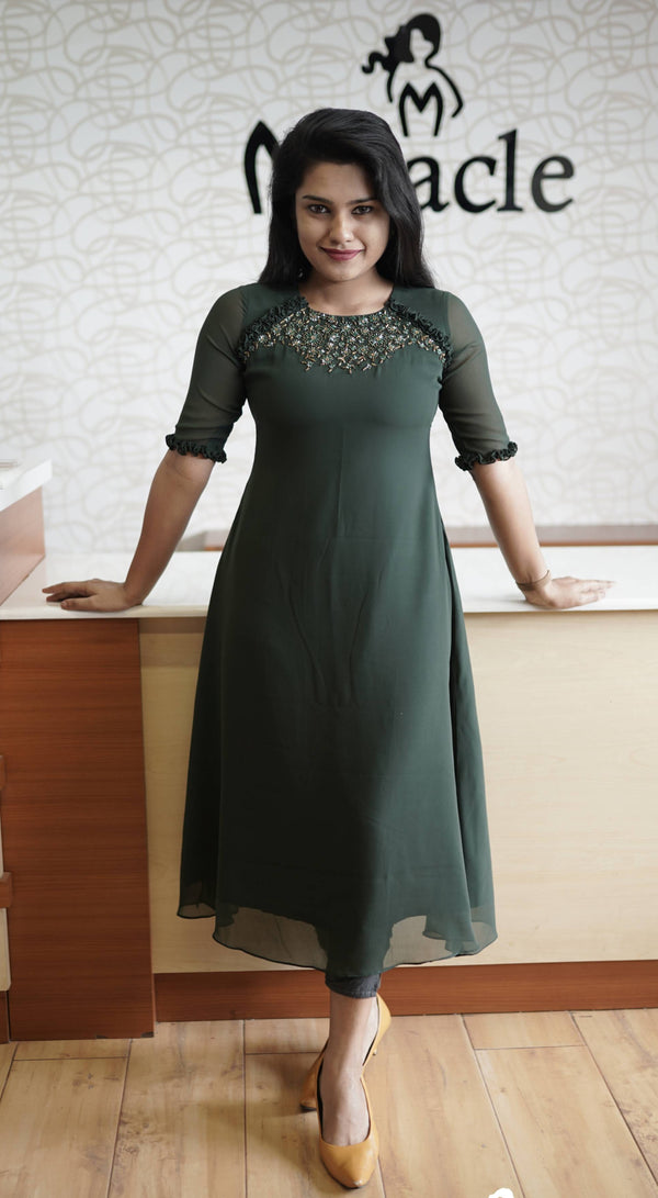 Dark Military Green Kurti MHK146