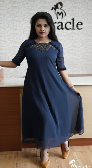 Prussian Blue Designer Kurti MHK147