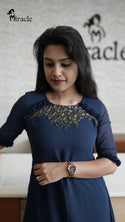 Prussian Blue Designer Kurti MHK147