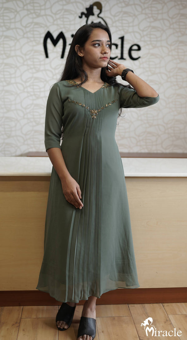 Pastel Olive Designer Kurti MHK151