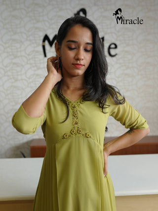 Matte Lime Georgette Kurti MHK139