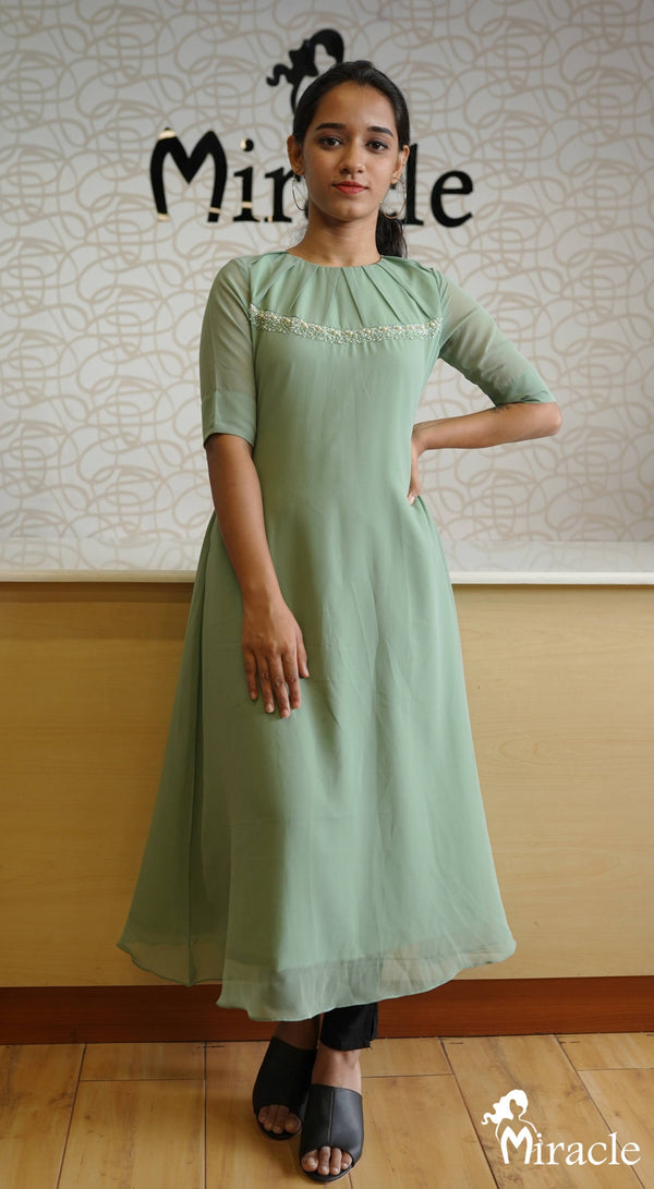 Pastel Green Georgette Kurti MHK134