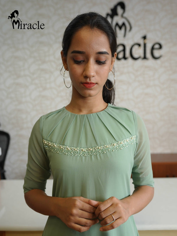 Pastel Green Georgette Kurti MHK245