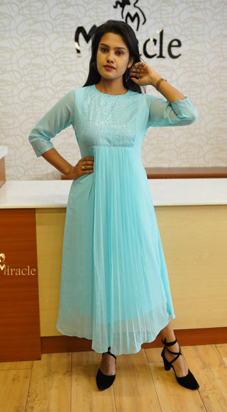 Turquoise Georgette Kurti MDK170