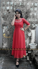 Red Georgette Kurti MXS104