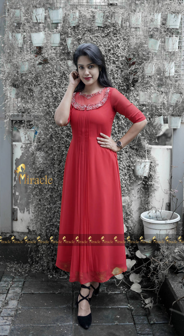 Red Georgette Kurti MXS104