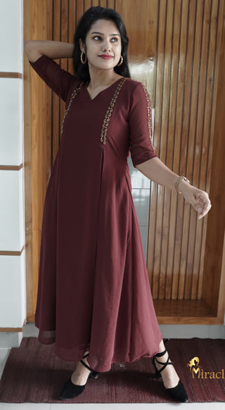 Coffee Brown Georgette Kurti MHK190