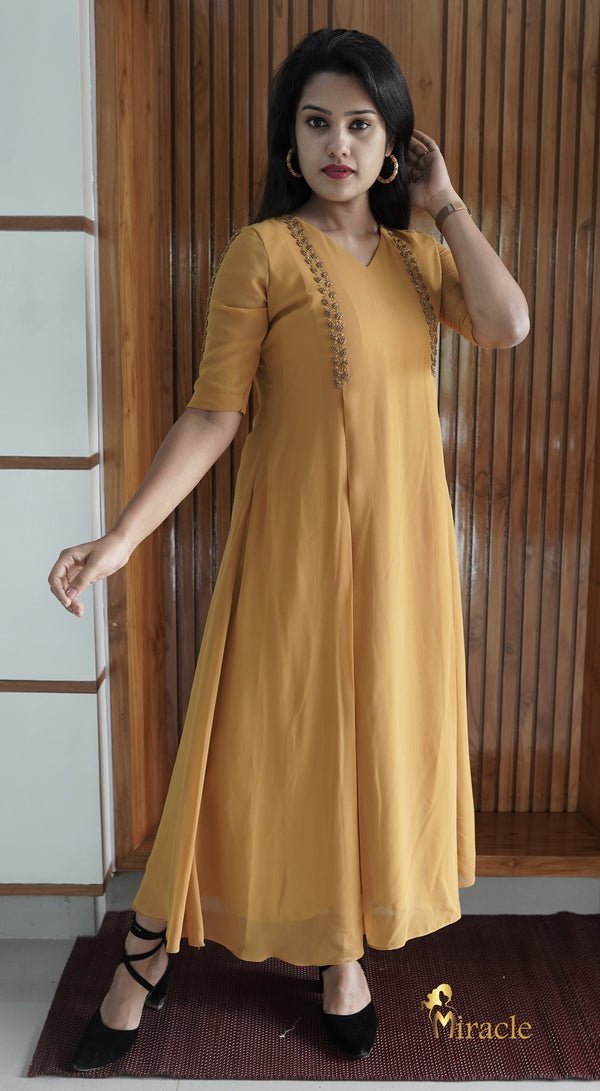 Yellowish Beige Georgette Kurti MHK189