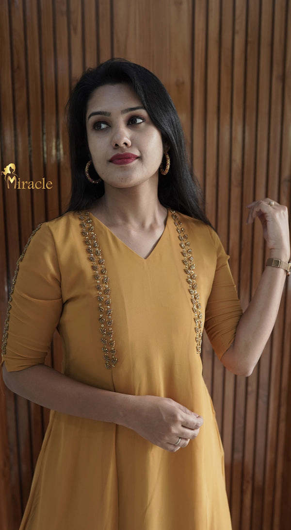 Yellowish Beige Georgette Kurti MHK189