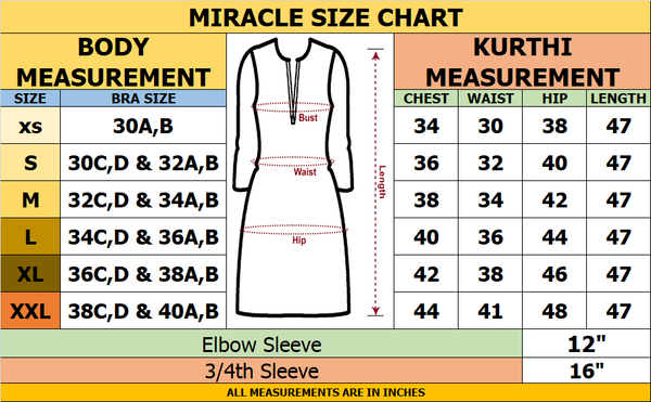 Short Kurtis Size Chart Final | Kessa