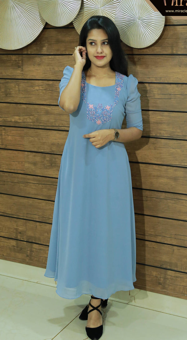 Calm Day Color Georgette Kurti MHK178