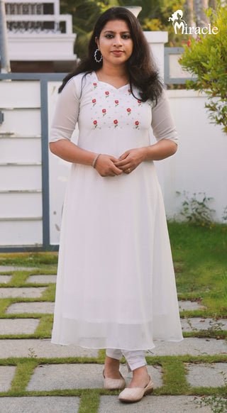 Budget friendly White Kurti MCH112